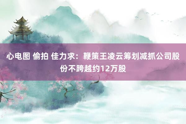 心电图 偷拍 佳力求：鞭策王凌云筹划减抓公司股份不跨越约12万股