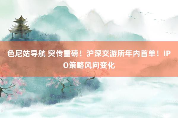 色尼姑导航 突传重磅！沪深交游所年内首单！IPO策略风向变化
