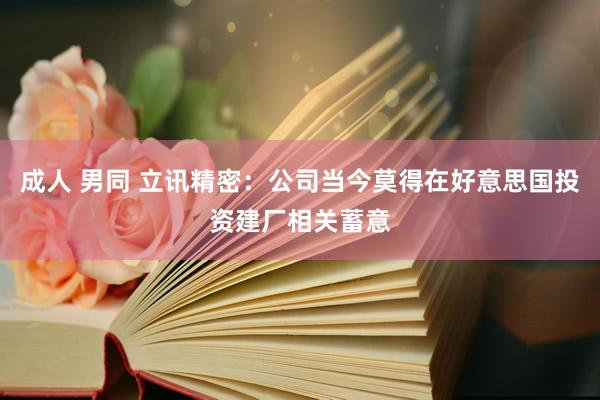 成人 男同 立讯精密：公司当今莫得在好意思国投资建厂相关蓄意